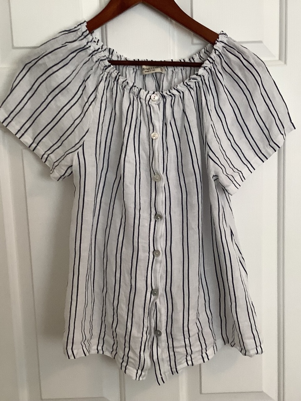 Linen striped Button down top